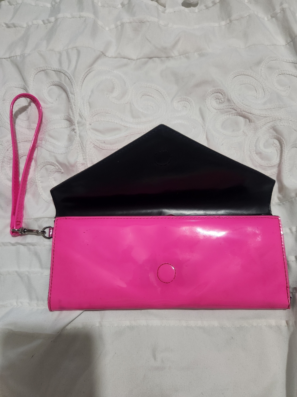 Marc By Marc Jacobs Y2k Hot Pink Patent Clutch Wristlet with Black Interior